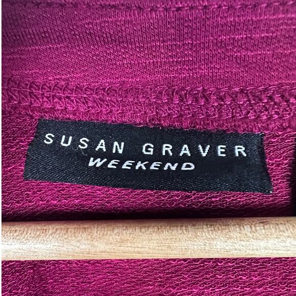 SUSAN GRAVER WEEKEND‎ Women's MP Red Button Neck Casual Knit Pocketed Tunic Top - Picture 5 of 11